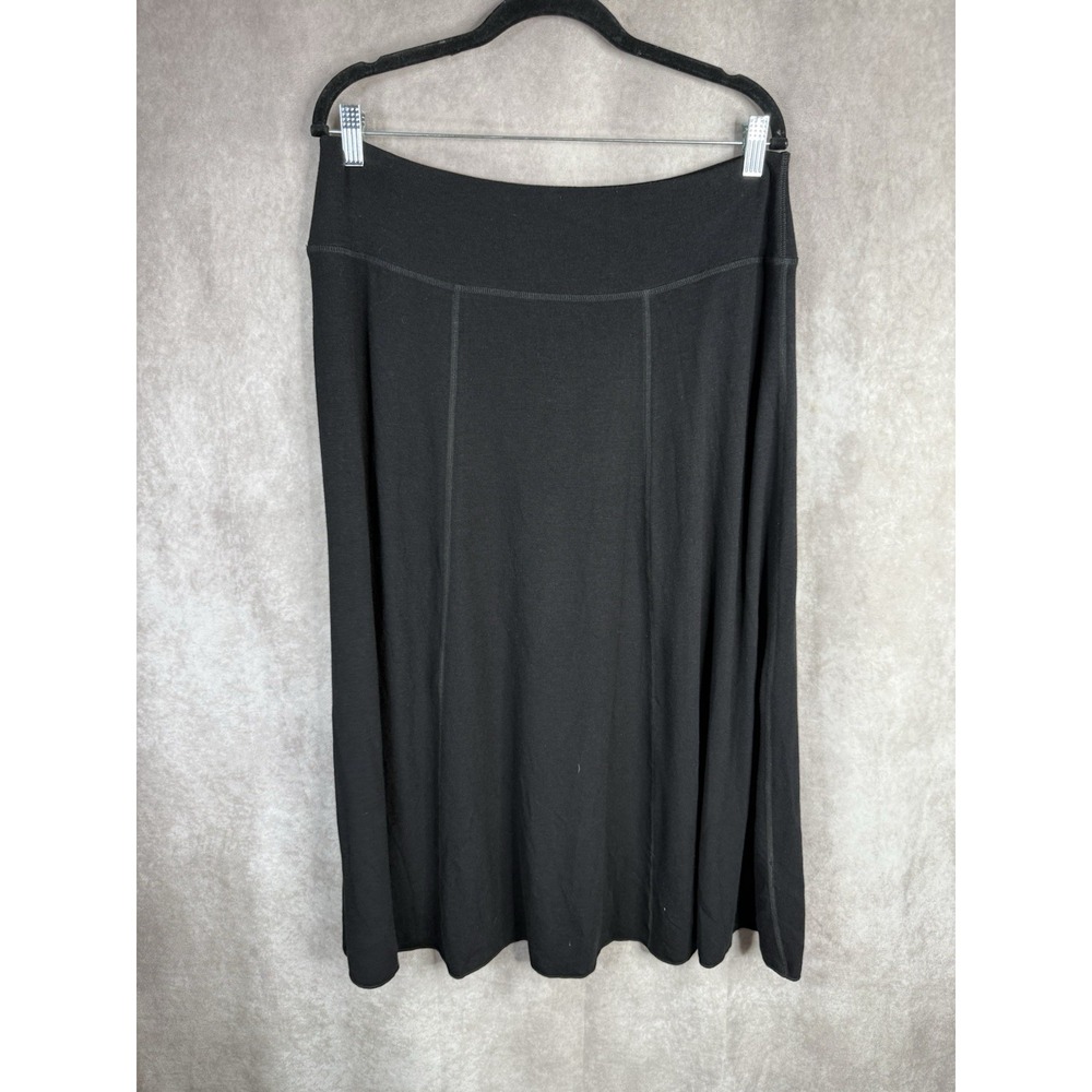 Soft Surroundings Pull-On Ribbed Stretch Jersey Knit Casual Skirt Black Petite M